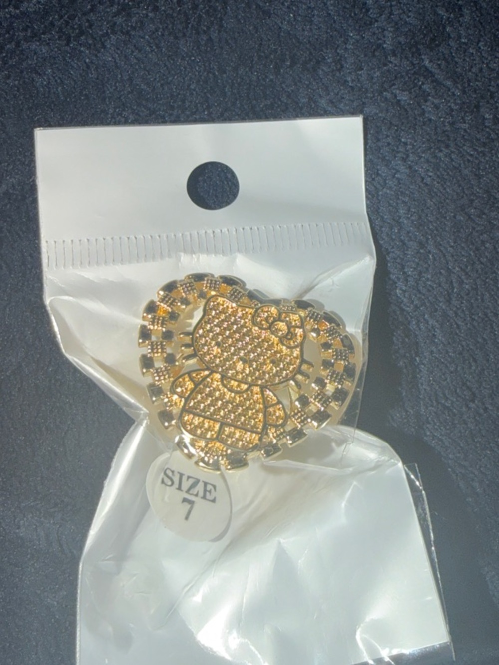 Gold Floral Crystal Statement Ring - Size 7